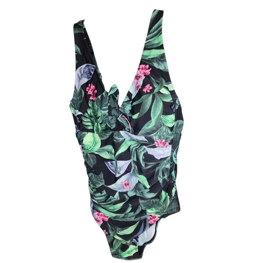 Kona Sol Floral Womens One Piece Swimsuit Size 14 - Picture 1 of 5